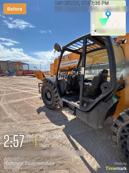 2019 JCB 510-56 JCB 510-56 74 HP w/Open ROPS, Beacon, Aux Hydraulics, Worklights, Solid Tires, 60" Carriage/Forks