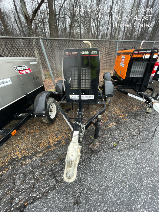 2019 Lincoln Electric Vantage 322 Welder Ready-Pak 3, Two wheel trailer, Fender and Light kit, Cable Rack