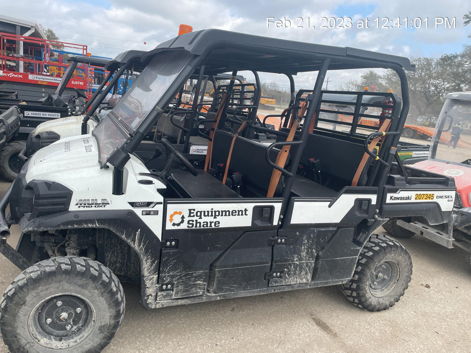 2022 Kawasaki Mule PRO-DXT Standard Options, Backup Alarm, Beacon, Plastic Hard Top, Poly Windshield, Horn Kit