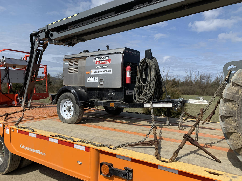 2019 Lincoln Electric Vantage 322 Welder Ready-Pak 3, Two wheel trailer, Fender and Light kit, Cable Rack