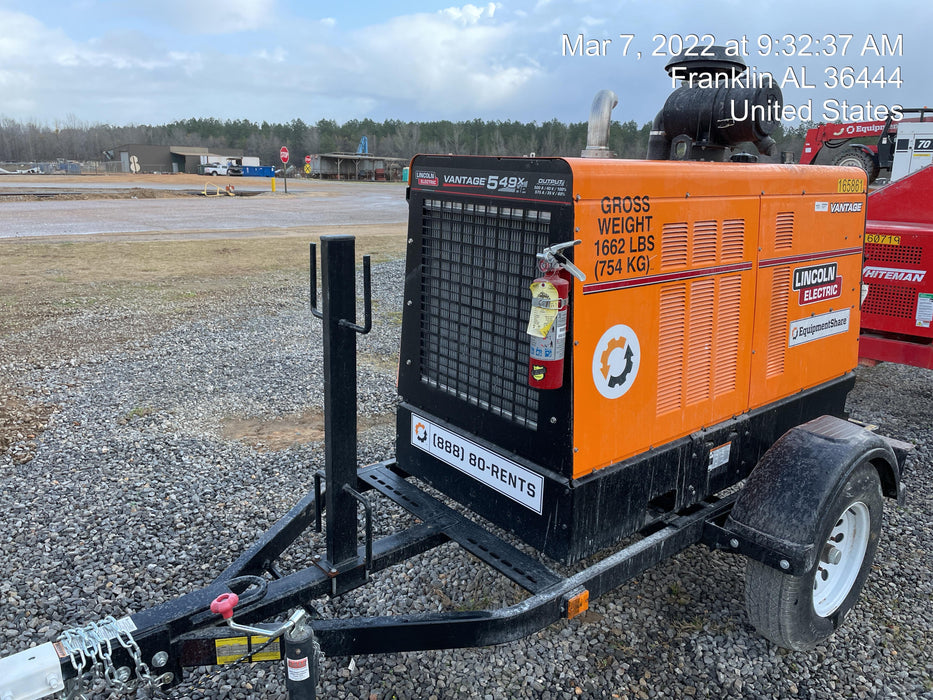 2021 Lincoln Electric Vantage 549X Ready Pak 3, ORANGE (includes trailer, cable rack, fender light kit)