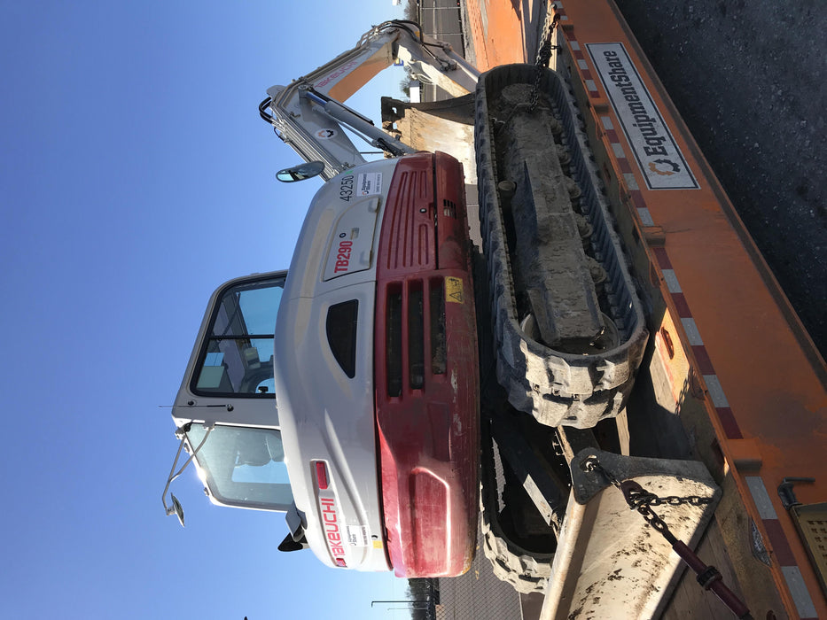 2019 Takeuchi TB290 Cab/Heat/AC Rubber tracks, Dozer blade, Travel alarm, Auxiliary hydraulics w/Manual QC, Hydraulic thumb, 18", 24", and 36" Buckets