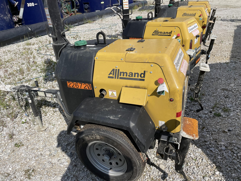 2022 Allmand NLV3GR (4) LED Light Fixture 350W, 23' Vertical Mast, 3kW Prime, Towable, Deep Sea L401, Leveling Jacks, Yanmar T4F 5.8hp