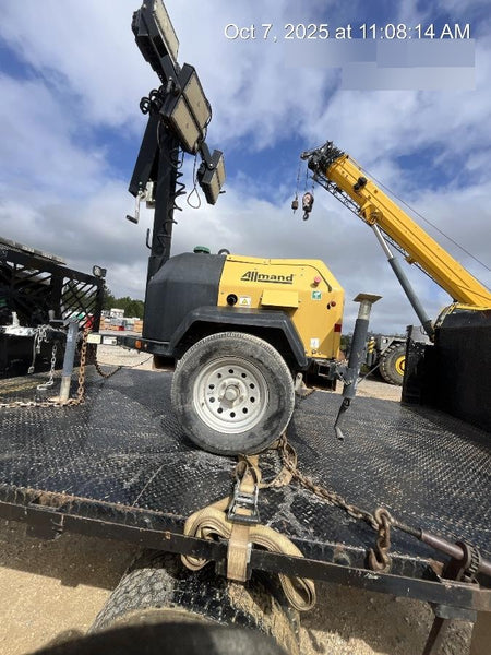 2022 Allmand NLV3GR (4) LED Light Fixture 350W, 23' Vertical Mast, 3kW Prime, Towable, Deep Sea L401, Leveling Jacks, Yanmar T4F 5.8hp