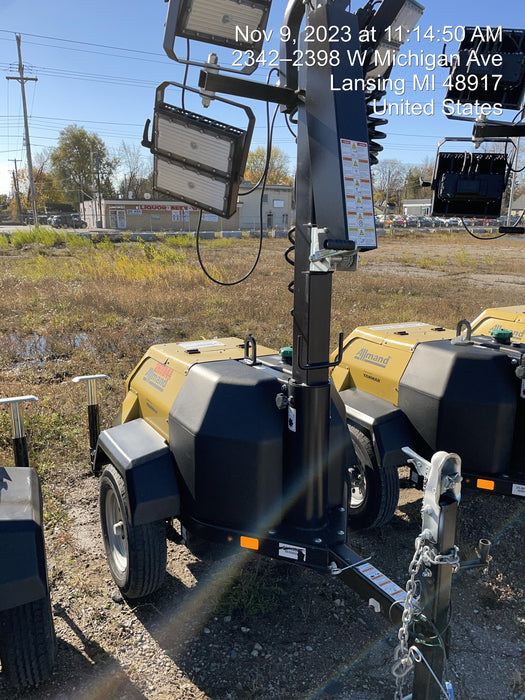 2022 Allmand NLV3GR (4) LED Light Fixture 350W, 23' Vertical Mast, 3kW Prime, Towable, ES Decals, T3