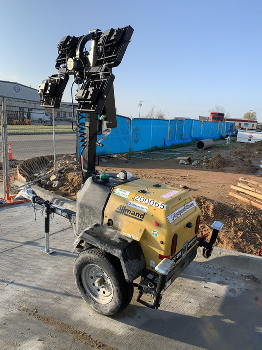 2022 Allmand NLV3GR (4) LED Light Fixture 350W, 23' Vertical Mast, 3kW Prime, Towable, Deep Sea L401, Leveling Jacks, Yanmar T4F 5.8hp