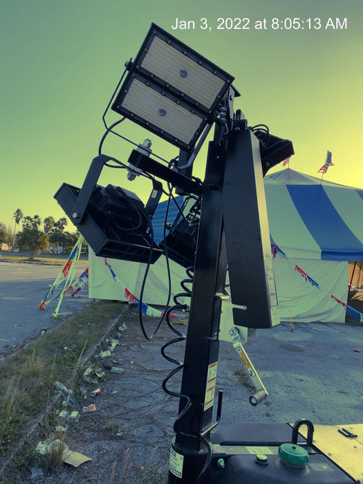 2021 Allmand NLV3GR (4) LED Light Fixture 350W, 23' Vertical Mast, 3kW Prime, Towable, Deep Sea L401, Leveling Jacks, Yanmar T4F 5.8hp