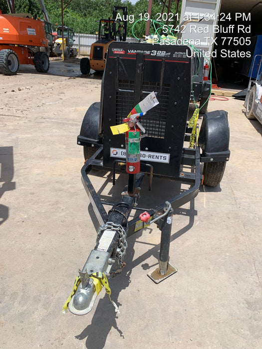 2019 Lincoln Electric Vantage 322 Ready-Pak 3, Two Wheel Trailer, Fender and Light Kit, Cable Rack