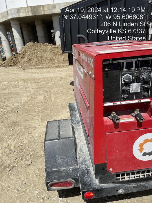 2023 Shindaiwa DGW400MDL Kubota D902 Engine, 23 HP, Dual Op Welder, Wire, Arc, Droop Stick, Tig, and CC Stick Functionality, Simulphase, 3 Phase and 1 Phase Gen Output, Single Axle NB Trlr, Slr Trckl Chrg 12V 12W, Fire Ext