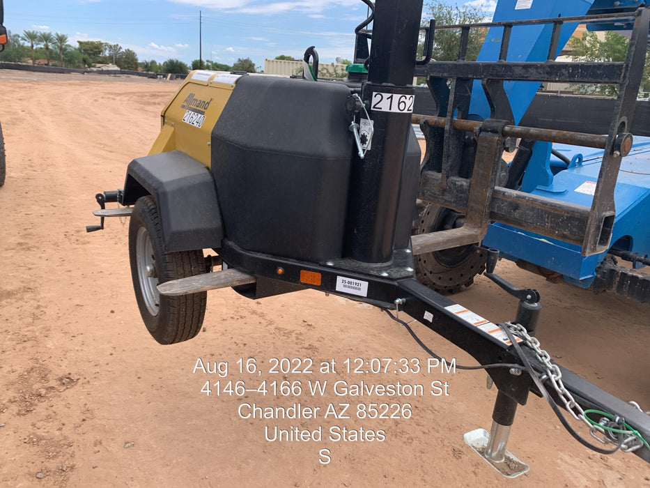 2022 Allmand NLV3GR (4) LED Light Fixture 350W, 23' Vertical Mast, 3kW Prime, Towable, Deep Sea L401, Leveling Jacks, Yanmar T4F 5.8hp