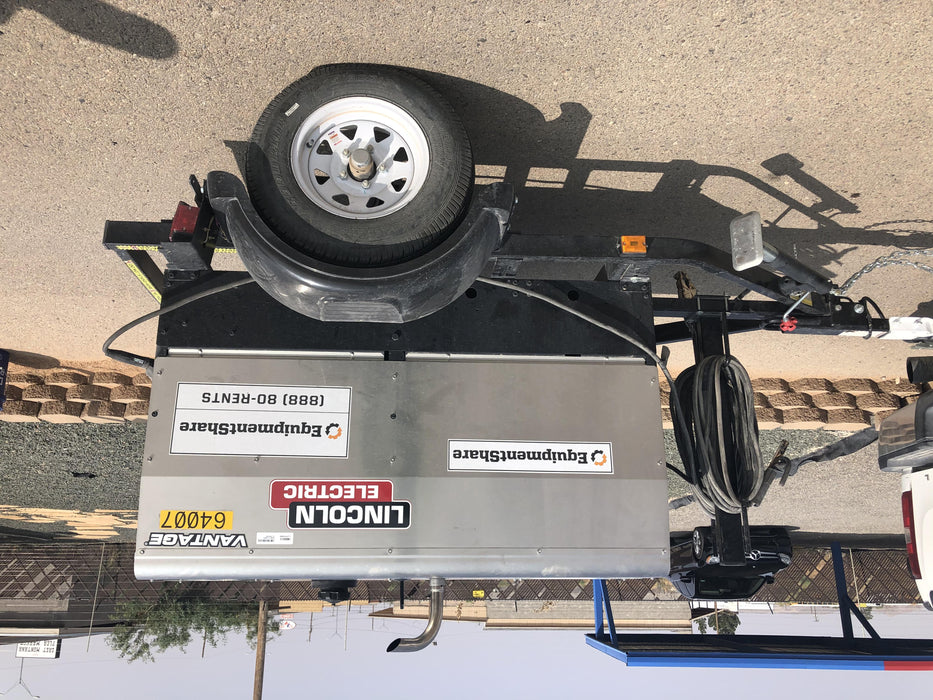 2019 Lincoln Electric Vantage 322 Welder Ready-Pak 3, Two wheel trailer, Fender and Light kit, Cable Rack