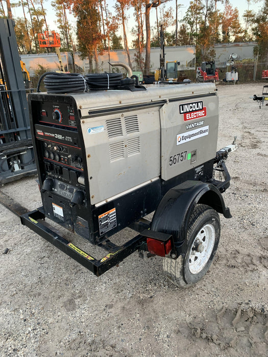 2019 Lincoln Electric Vantage 322 Welder Ready-Pak 3, Two wheel trailer, Fender and Light kit, Cable Rack