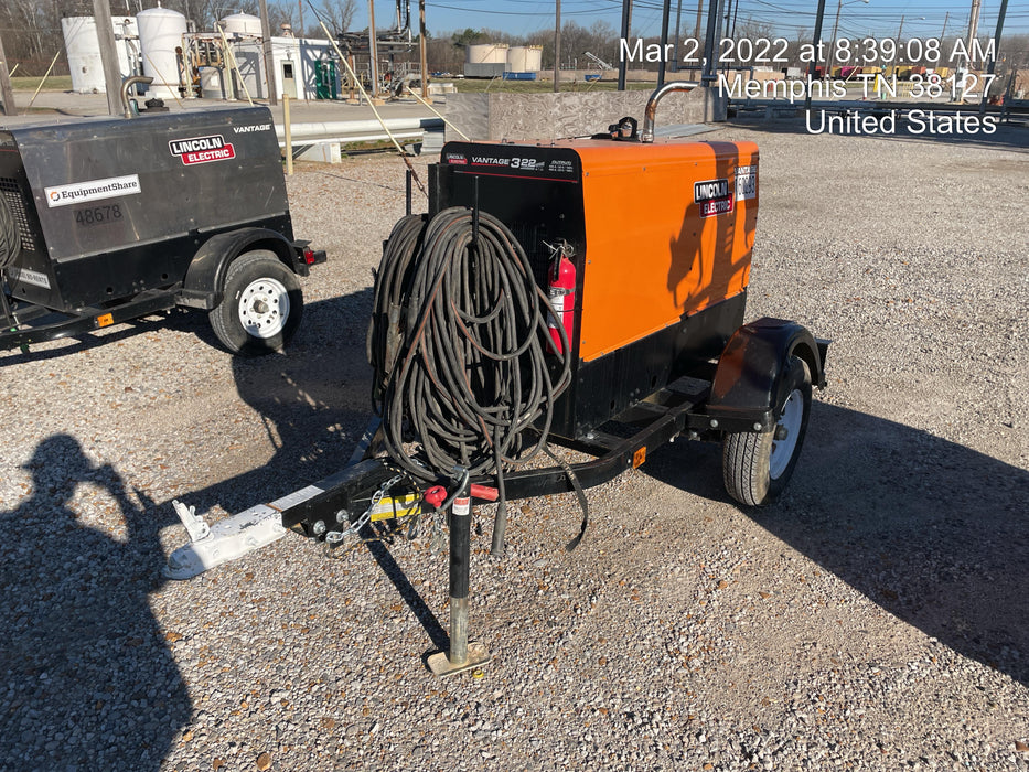 2021 Lincoln Electric Vantage 322 Vantage 322 Ready Pak 3 w/ Decals, ORANGE (includes trailer, cable rack, fender light kit) NO Telematics