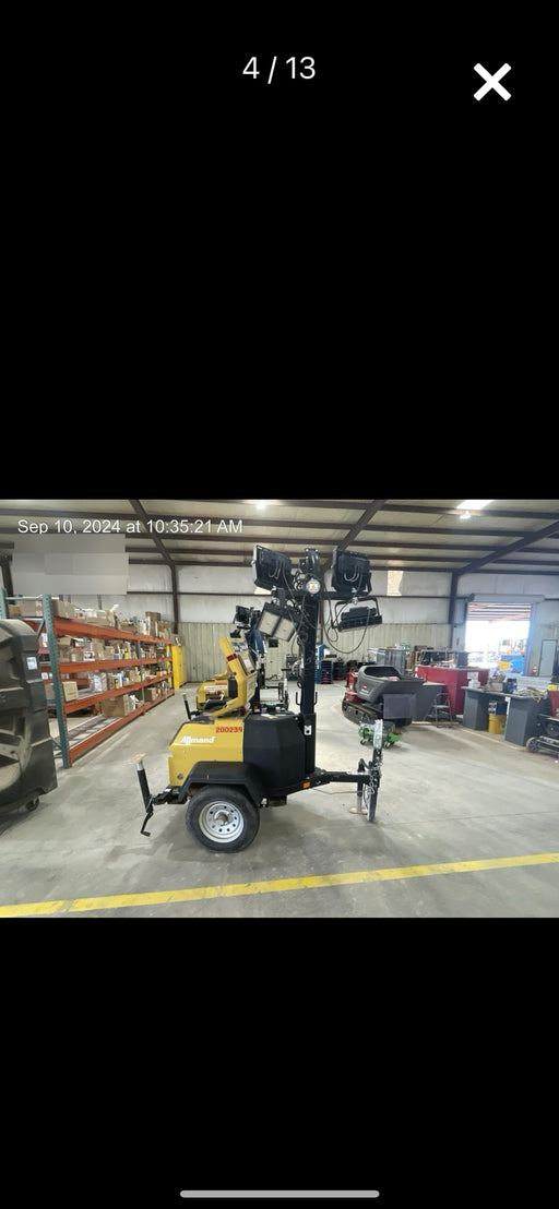 2022 Allmand NLV3GR (4) LED Light Fixture 350W, 23' Vertical Mast, 3kW Prime, Towable, Deep Sea L401, Leveling Jacks, Yanmar T4F 5.8hp