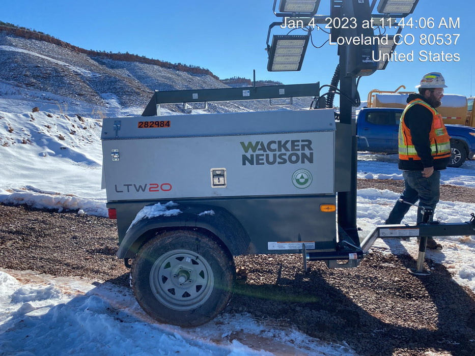 2022 Wacker Neuson LTW20Z1 Isuzu Dsl. Engine, 23' Mast, (4) 300W LED Lights, CWK, Programmable Dawn to Dusk, 360 Deg. Rotation, 57 Gal. Tank, Trailer Mounted