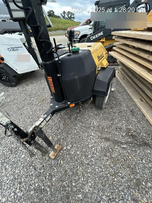 Allmand NLV3GR (4) LED Light Fixture 350W, 23' Vertical Mast, 3kW Prime, Towable, Deep Sea L401, Leveling Jacks, Yanmar T4F 5.8hp