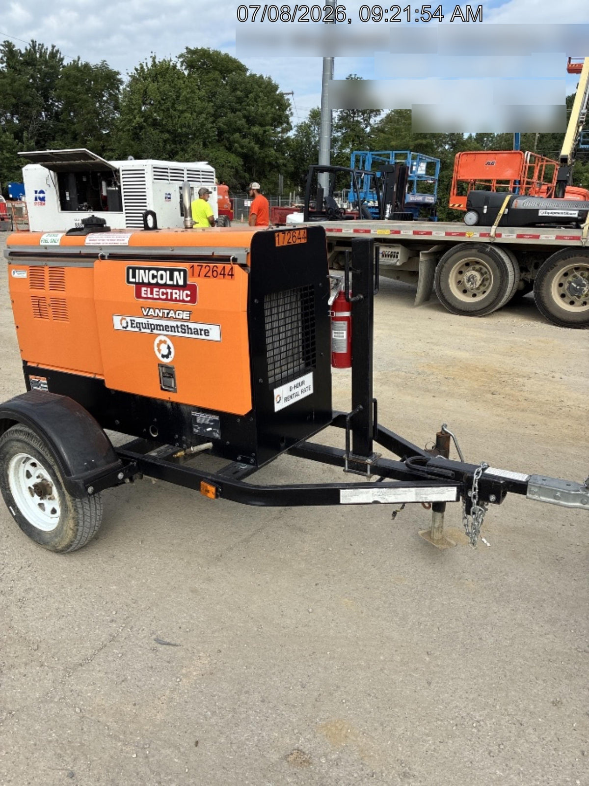 2021 Lincoln Electric Vantage 322 Vantage 322 Ready Pak 3 w/ Decals, ORANGE (includes trailer, cable rack, fender light kit) NO Telematics