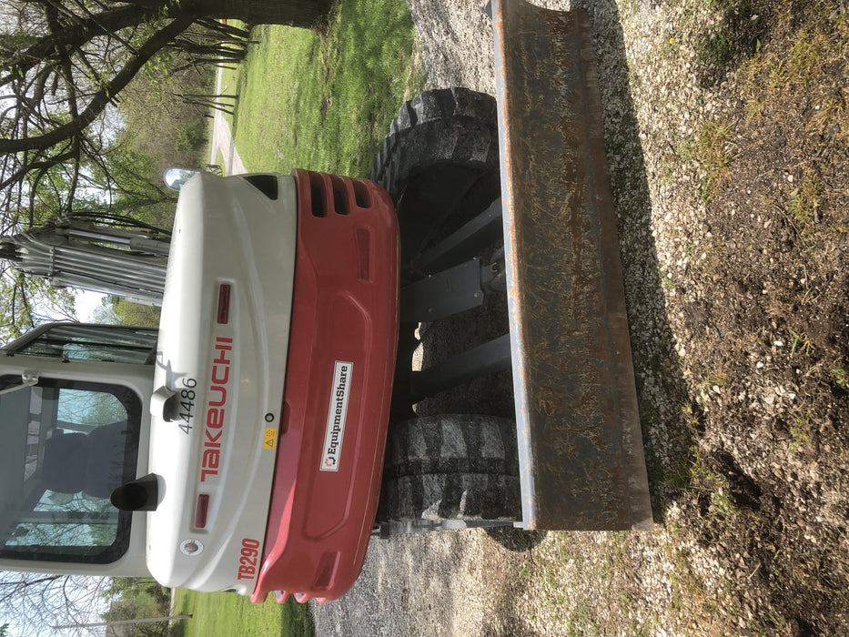 2019 Takeuchi TB290 Cab/Heat/AC Rubber tracks, Dozer blade, Travel alarm, Auxiliary hydraulics w/Manual QC, Hydraulic thumb, 18", 24", and 36" Buckets