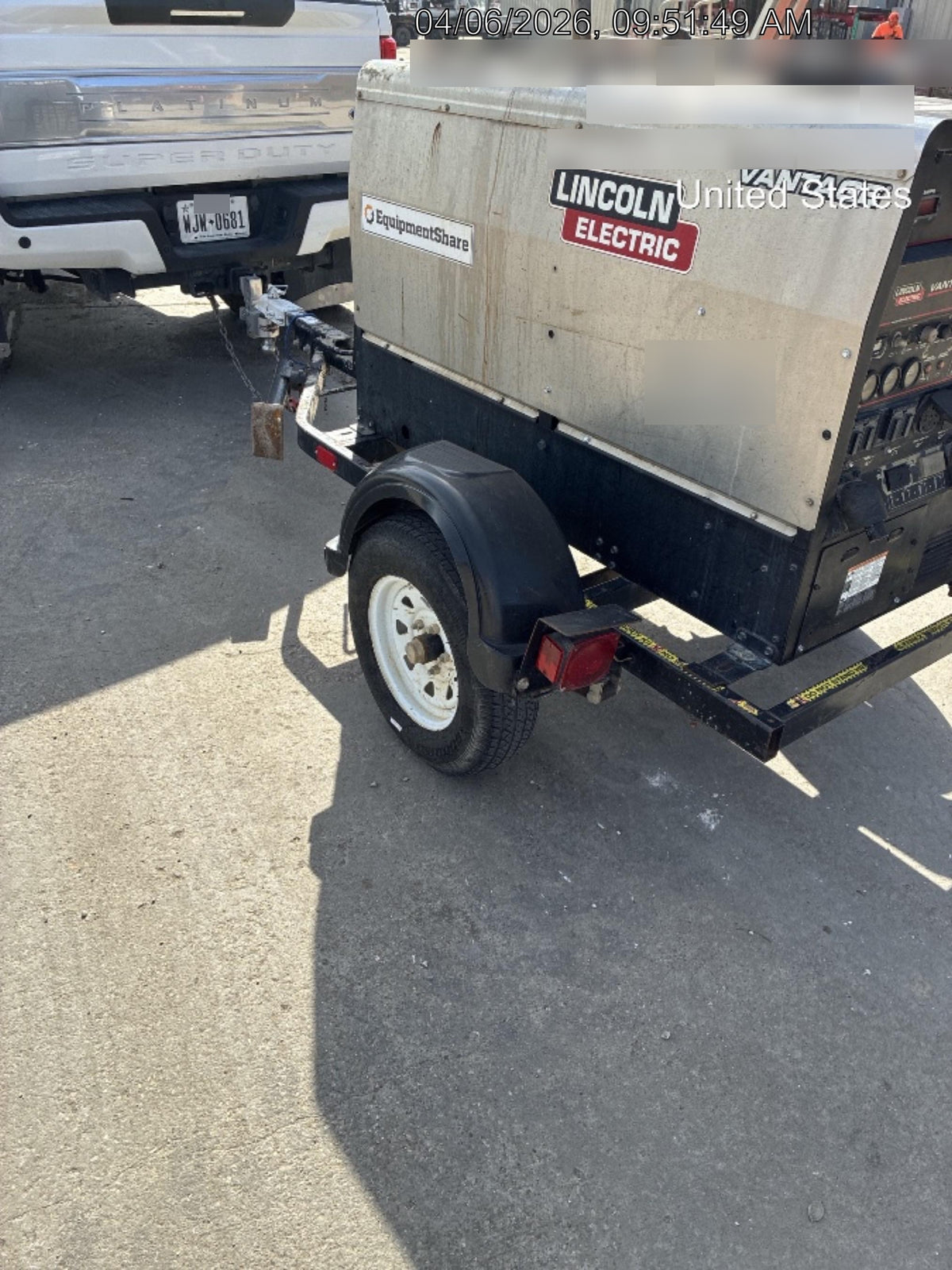 2019 Lincoln Electric Vantage 322 Ready-Pak 3, Two Wheel Trailer, Fender and Light Kit, Cable Rack