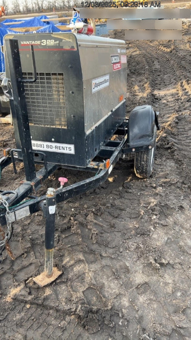 2019 Lincoln Electric Vantage 322 Welder Ready-Pak 3, Two wheel trailer, Fender and Light kit, Cable Rack
