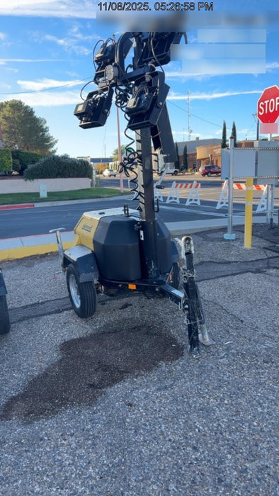 2022 Allmand NLV3GR (4) LED Light Fixture 350W, 23' Vertical Mast, 3kW Prime, Towable, Deep Sea L401, Leveling Jacks, Yanmar T4F 5.8hp