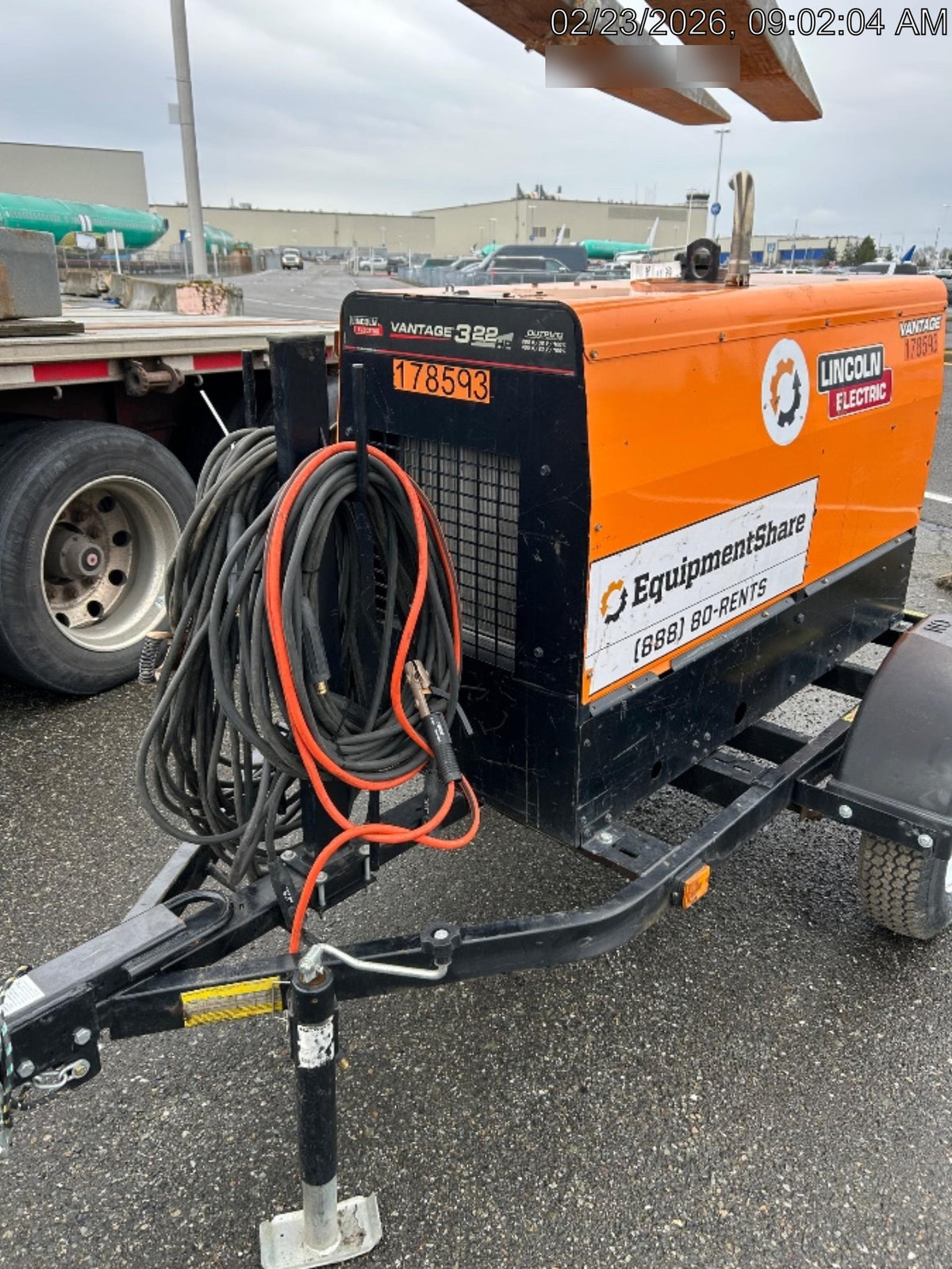 2021 Lincoln Electric Vantage 322 Vantage 322 Ready Pak 3 w/ Decals, ORANGE (includes trailer, cable rack, fender light kit) NO Telematics