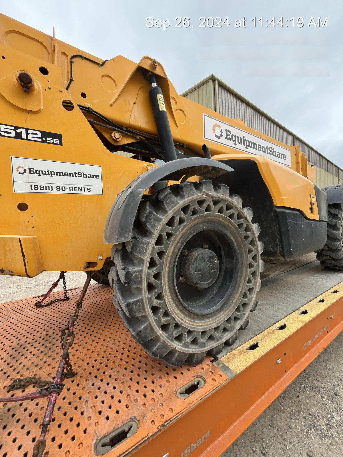 2019 JCB 512-56 Enclosed Cab, 109 HP, Solid Tires, Worklights, Beacon, Aux Hydraulics, Lifting Eye w/60" Carriage/60" Forks