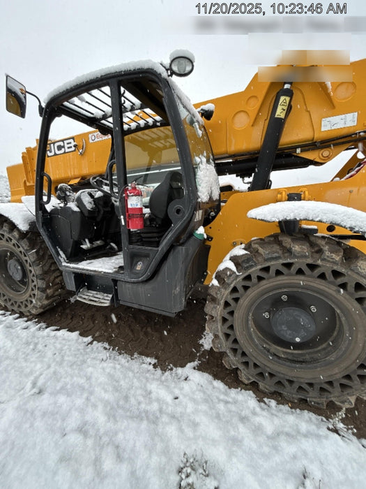 2019 JCB 510-56 74 HP w/Open ROPS, Beacon, Aux Hydraulics, Worklights, Solid Tires w/60" Carriage/Forks