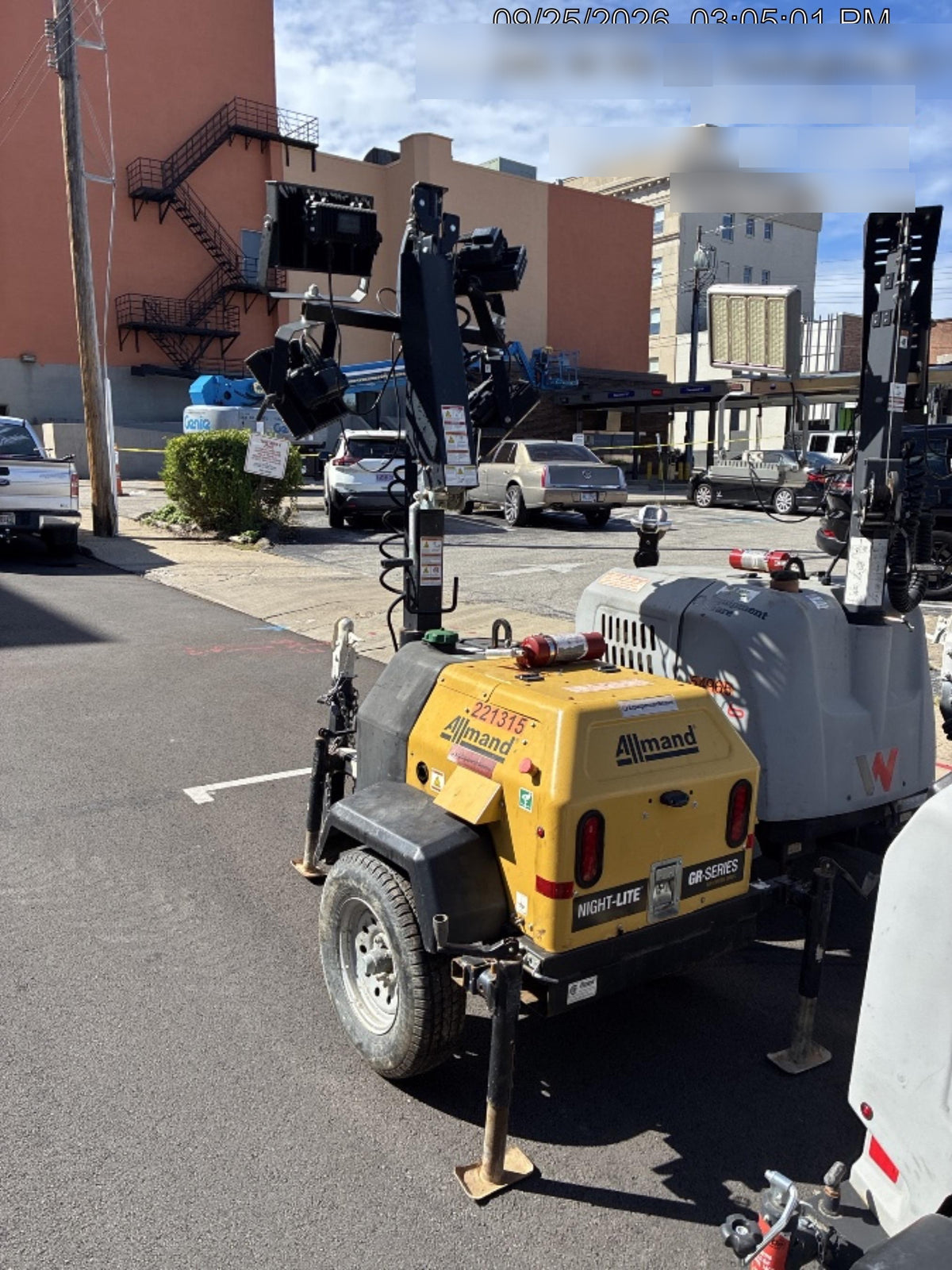 2022 Allmand NLV3GR (4) LED Light Fixture 350W, 23' Vertical Mast, 3kW Prime, Towable, Deep Sea L401, Leveling Jacks, Yanmar T4F 5.8hp