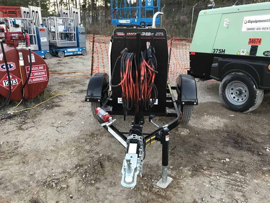 2019 Lincoln Electric Vantage 322 Welder Ready-Pak 3, Two wheel trailer, Fender and Light kit, Cable Rack