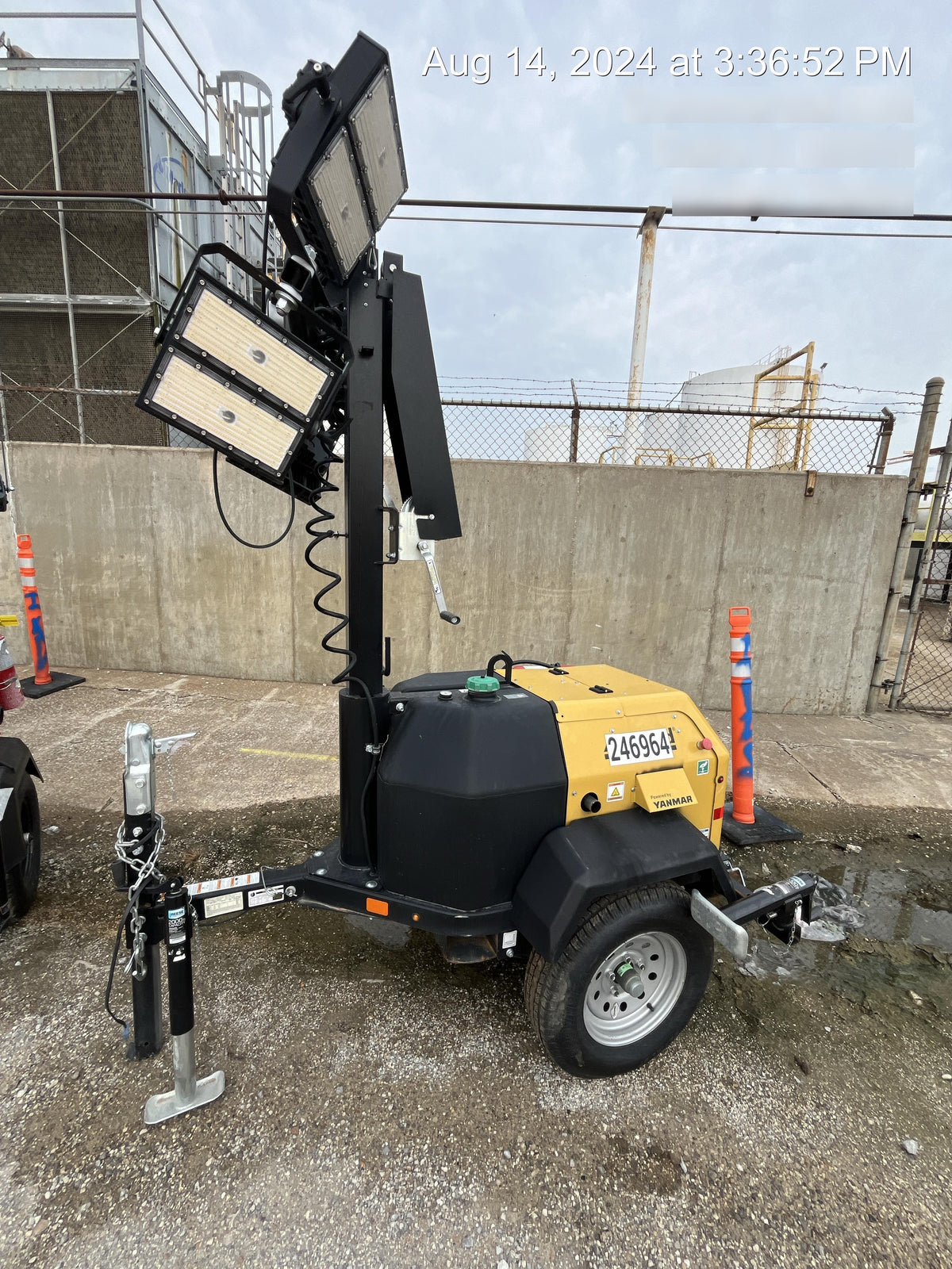 2022 Allmand NLV3GR (4) LED Light Fixture 350W, 23' Vertical Mast, 3kW Prime, Towable, ES Decals, T3