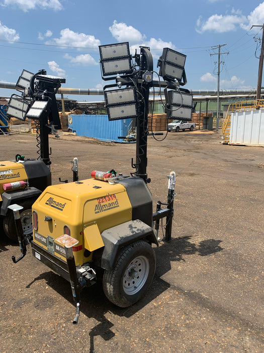 2022 Allmand NLV3GR (4) LED Light Fixture 350W, 23' Vertical Mast, 3kW Prime, Towable, Deep Sea L401, Leveling Jacks, Yanmar T4F 5.8hp