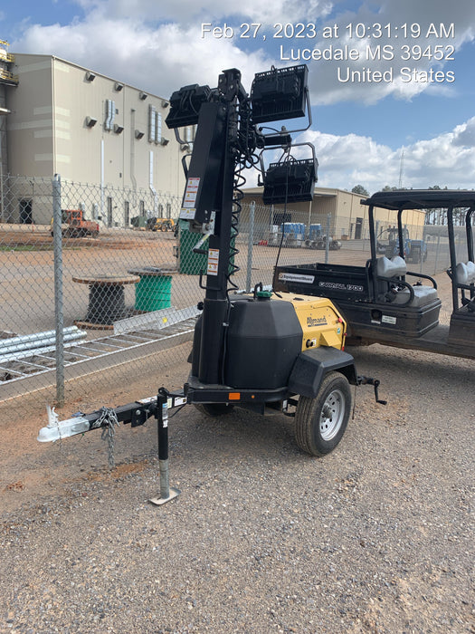 2022 Allmand NLV3GR (4) LED Light Fixture 350W, 23' Vertical Mast, 3kW Prime, Towable, Deep Sea L401, Leveling Jacks, Yanmar T4F 5.8hp