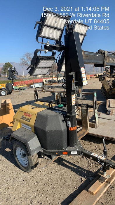 2021 Allmand NLV3GR (4) LED Light Fixture 350W, 23' Vertical Mast, 3kW Prime, Towable, Deep Sea L401, Leveling Jacks, Yanmar T4F 5.8hp