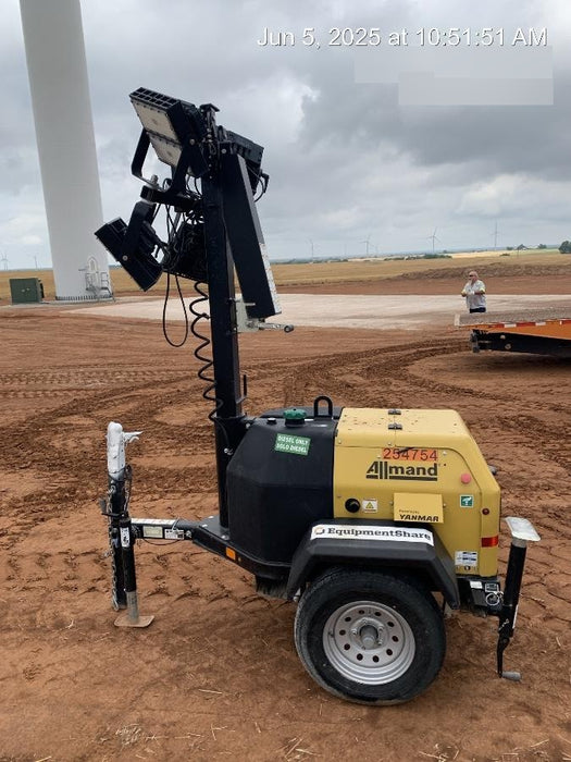 2022 Allmand NLV3GR (4) LED Light Fixture 350W, 23' Vertical Mast, 3kW Prime, Towable, ES Decals, T3