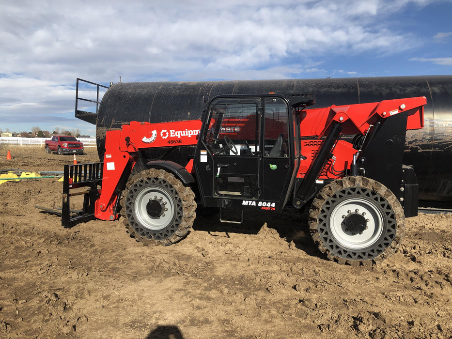 2020 Manitou MTA8044 74hp T4F, Cab/Heat/Air, Cab and Boom LED work lights, Auxiliary Hydraulics, Solid Tires, Amber strobe, Lift Hook w/66" Carriage, 60" Forks