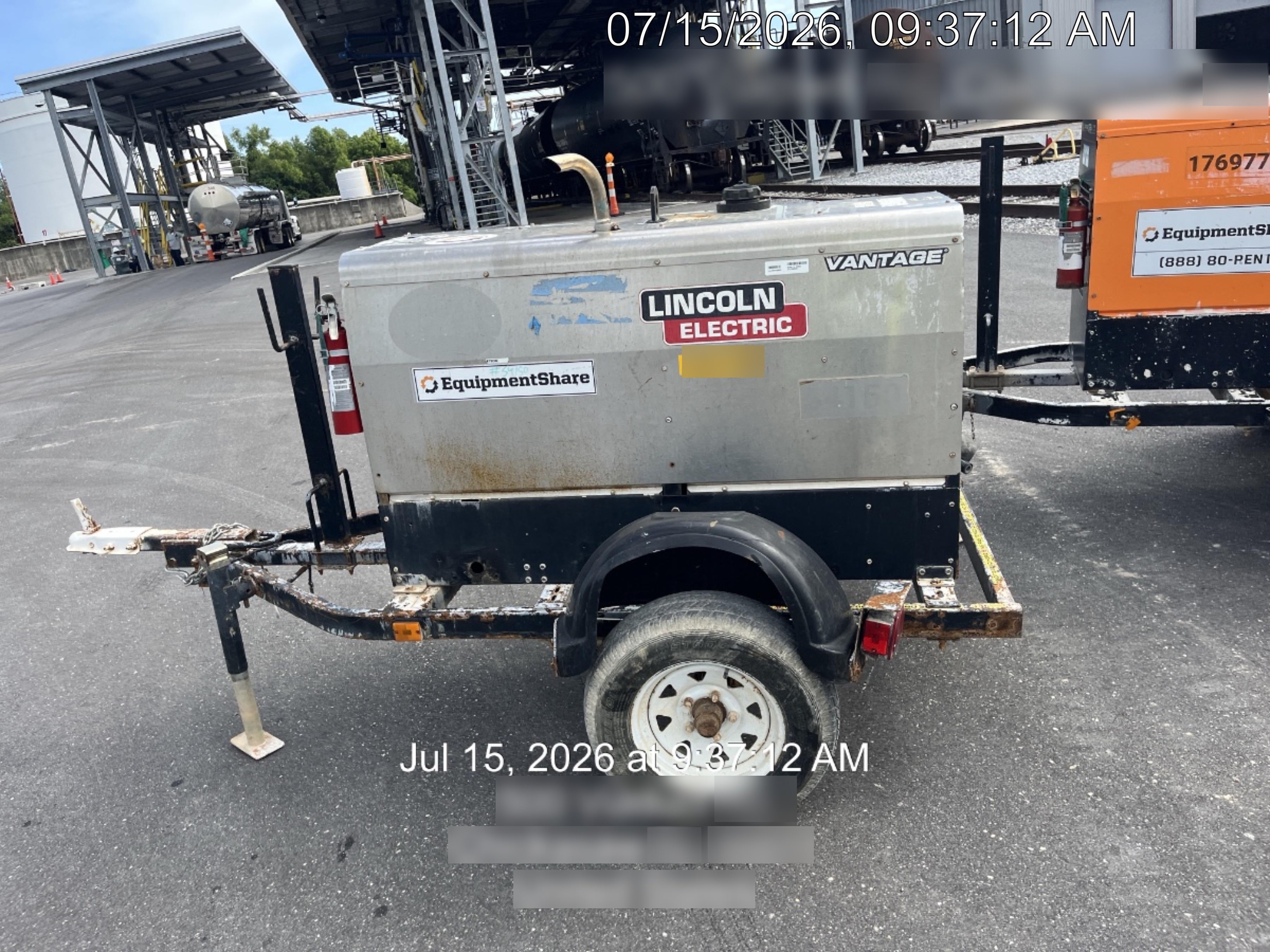 2019 Lincoln Electric Vantage 322 Welder Ready-Pak 3, Two wheel trailer, Fender and Light kit, Cable Rack