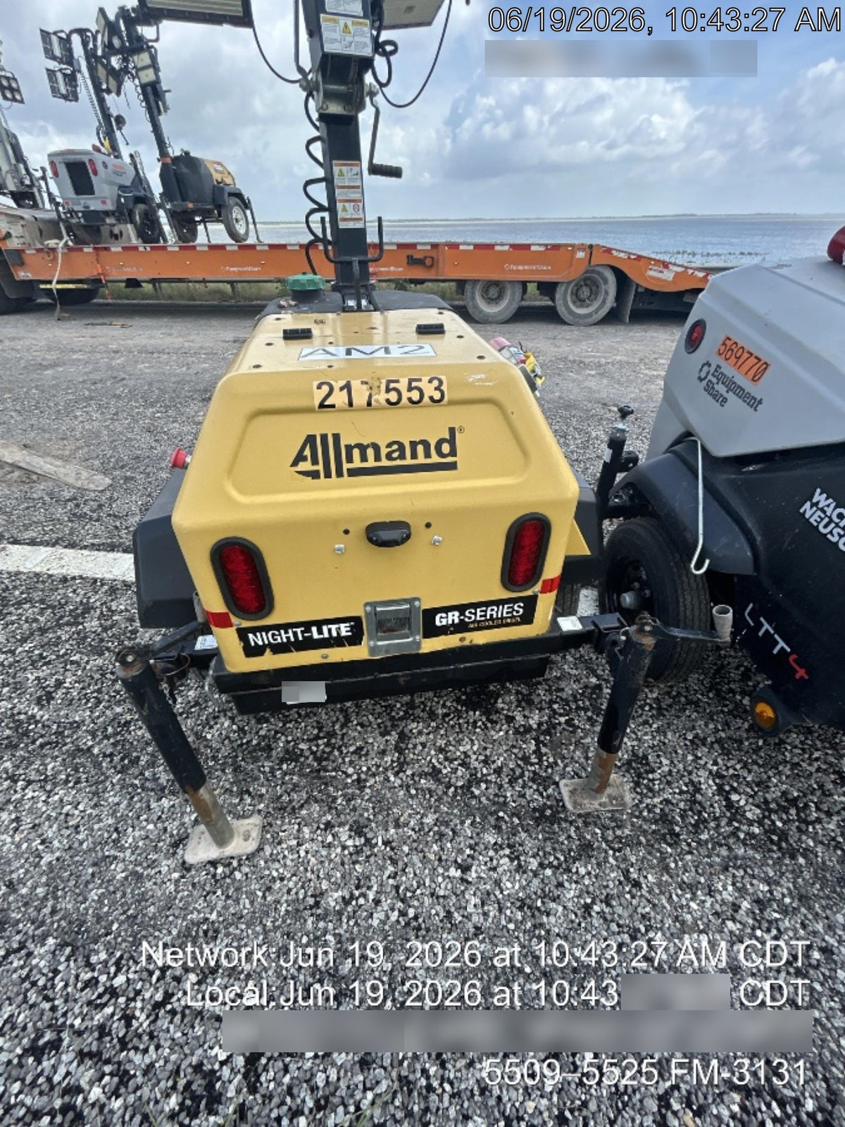 2022 Allmand NLV3GR (4) LED Light Fixture 350W, 23' Vertical Mast, 3kW Prime, Towable, Deep Sea L401, Leveling Jacks, Yanmar T4F 5.8hp