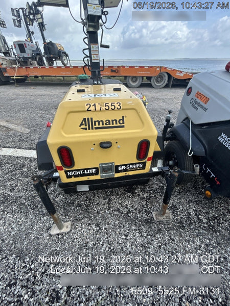 2022 Allmand NLV3GR (4) LED Light Fixture 350W, 23' Vertical Mast, 3kW Prime, Towable, Deep Sea L401, Leveling Jacks, Yanmar T4F 5.8hp