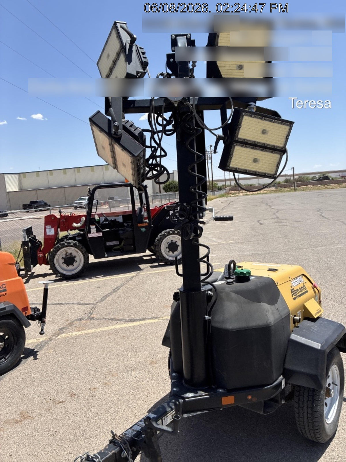 2021 Allmand NLV3GR (4) LED Light Fixture 350W, 23' Vertical Mast, 3kW Prime, Towable, Deep Sea L401, Leveling Jacks, Yanmar T4F 5.8hp