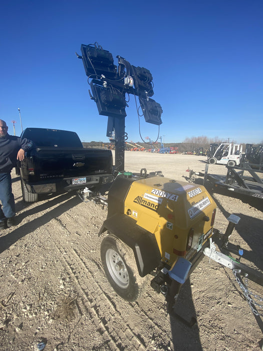 2022 Allmand NLV3GR (4) LED Light Fixture 350W, 23' Vertical Mast, 3kW Prime, Towable, Deep Sea L401, Leveling Jacks, Yanmar T4F 5.8hp