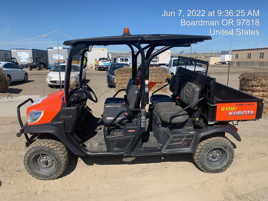 Kubota RTV-X1140W-H 4WD utility cart -LED strobe -Windshield tempered glass -Plastic canopy -Wire harness kit -Backup alarm