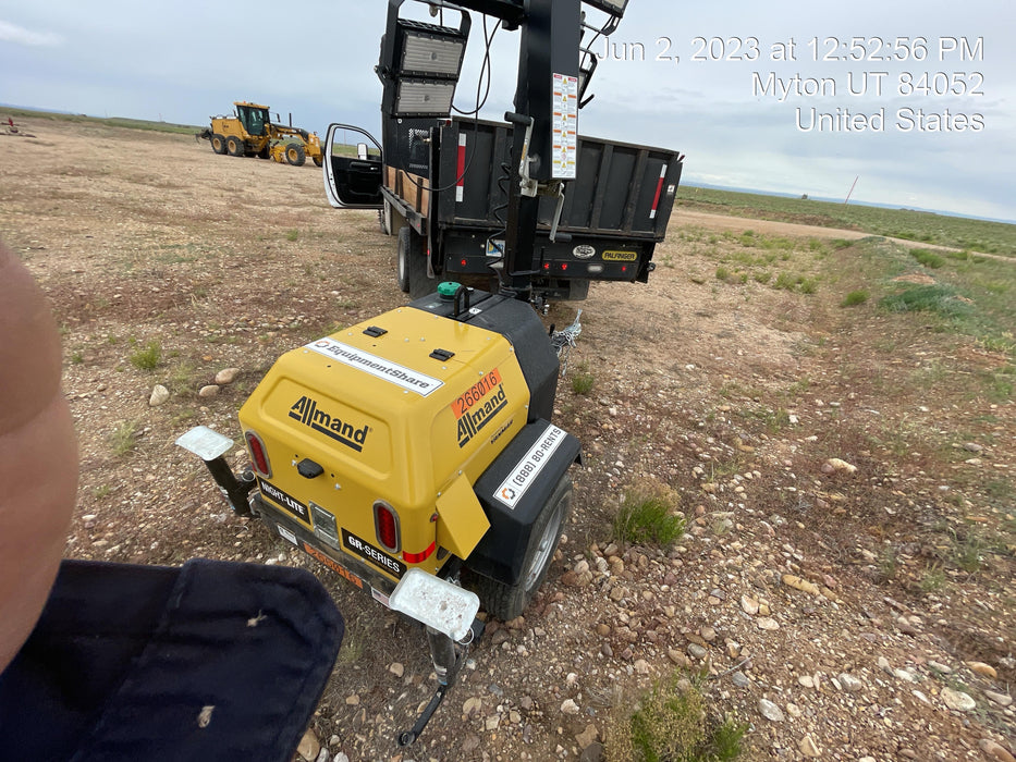 2022 Allmand NLV3GR (4) LED Light Fixture 350W, 23' Vertical Mast, 3kW Prime, Towable, ES Decals, T3