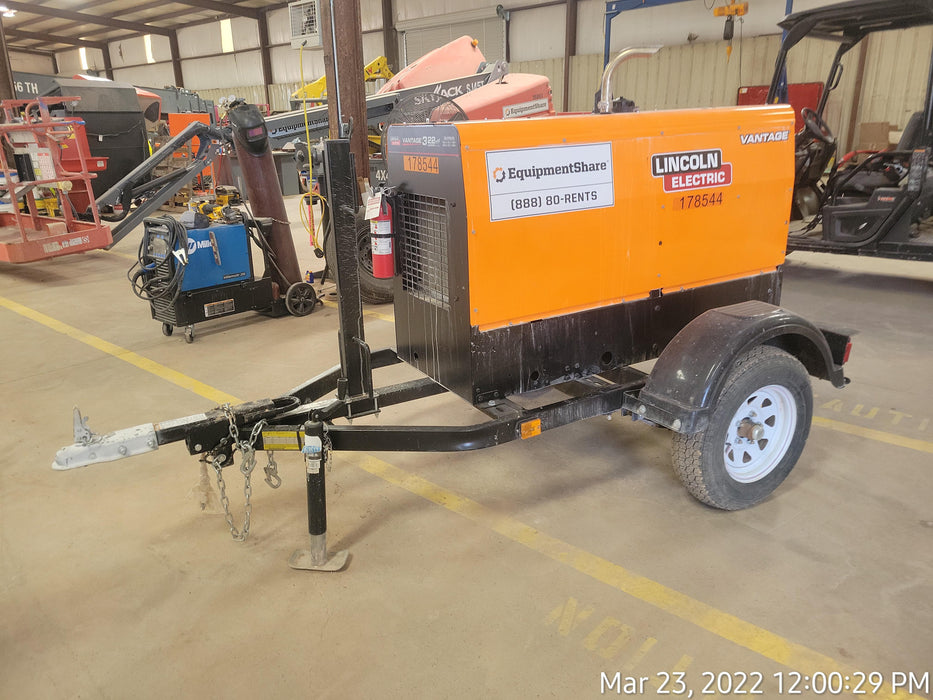 2021 Lincoln Electric Vantage 322 Vantage 322 Ready Pak 3 w/ Decals, ORANGE (includes trailer, cable rack, fender light kit) NO Telematics