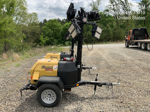 2022 Allmand NLV3GR (4) LED Light Fixture 350W, 23' Vertical Mast, 3kW Prime, Towable, Deep Sea L401, Leveling Jacks, Yanmar T4F 5.8hp