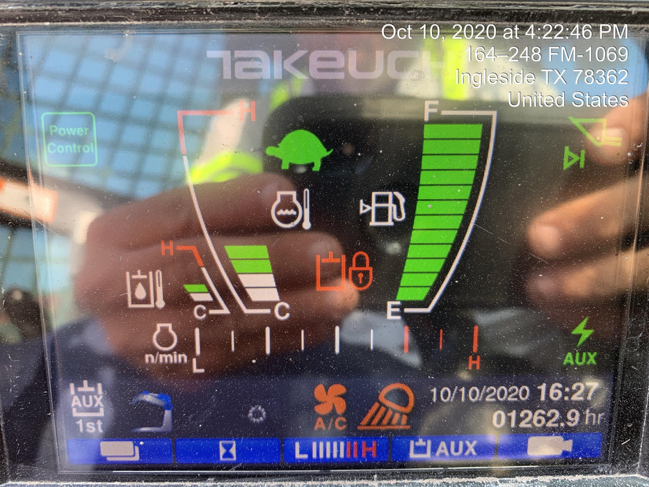 2019 Takeuchi TL10V2-CR Cab/Heat/AC, Rubber Tracks, Backup Alarm, Front & rear working Lights, Auxiliary Hydraulics, 2 Speed Travel, Engine Monitoring System, Hydraulic universal quick hitch w/76" HD smooth dirt bucket with bolt-on edge, 20.3 cubic feet capacity, 48" Pallet forks and frame