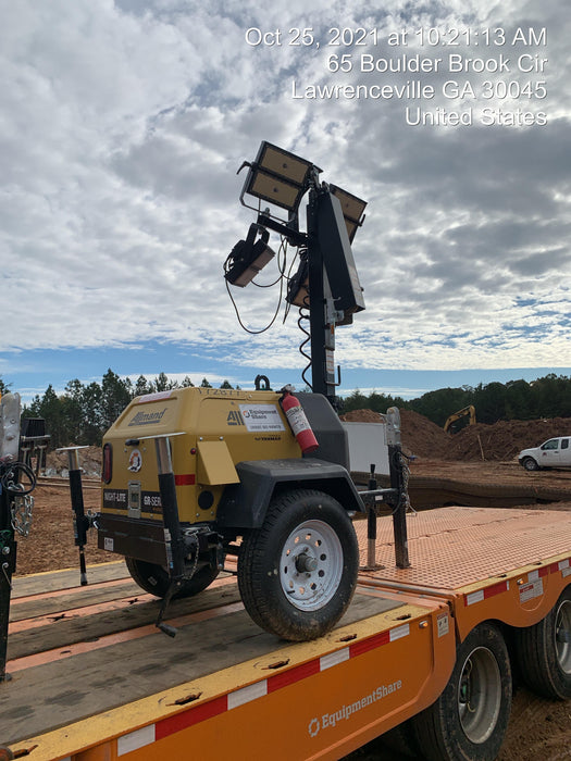 2021 Allmand NLV3GR (4) LED Light Fixture 350W, 23' Vertical Mast, 3kW Prime, Towable, Deep Sea L401, Leveling Jacks, Yanmar T4F 5.8hp