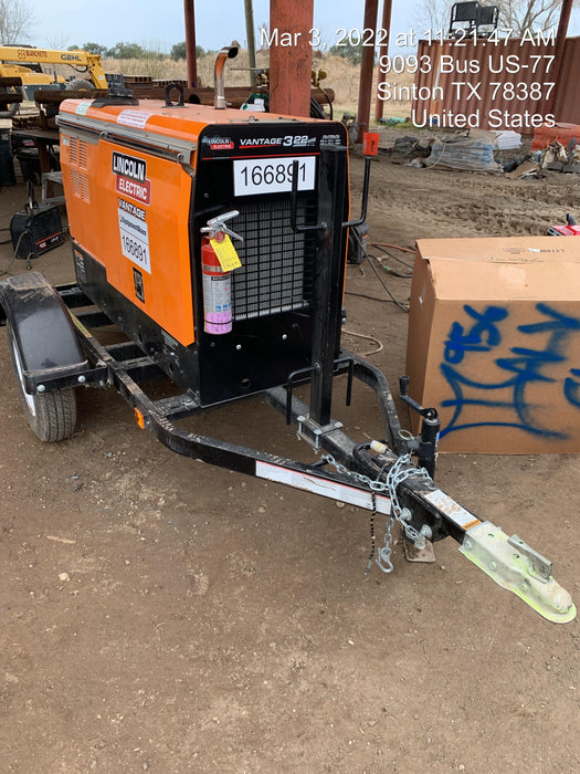 2021 Lincoln Electric Vantage 322 Vantage 322 Ready Pak 3 w/ Decals, ORANGE (includes trailer, cable rack, fender light kit) NO Telematics