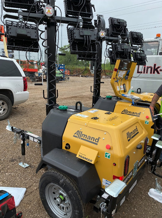 2022 Allmand NLV3GR (4) LED Light Fixture 350W, 23' Vertical Mast, 3kW Prime, Towable, ES Decals, T3