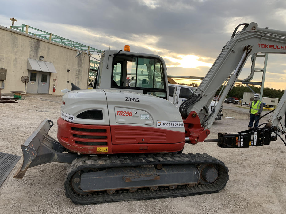 2019 Takeuchi TB290 Takeuchi TB290 Cab/Heat/AC w/Rubber Tracks, Auxiliary Hydraulics, Dozer Blade, Manual QC w/ 18/24/36" Buckets, Hydraulic Thumb Installed